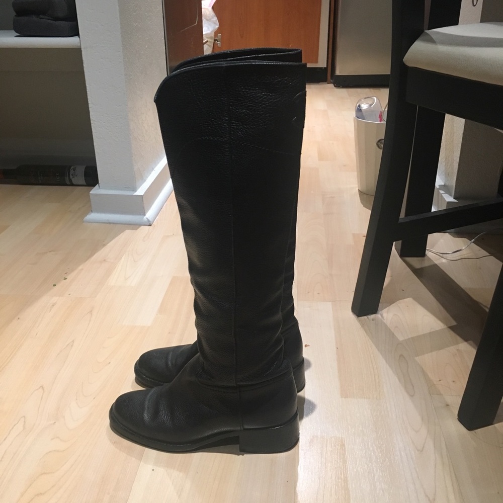 Chanel black tall knee high riding boots size 37.5